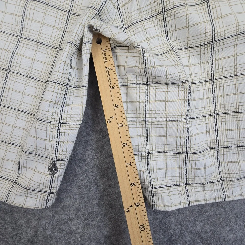 Volcom Vmonty Shorts Mens 38 White Plaid Regular Fit Skate Chino Short